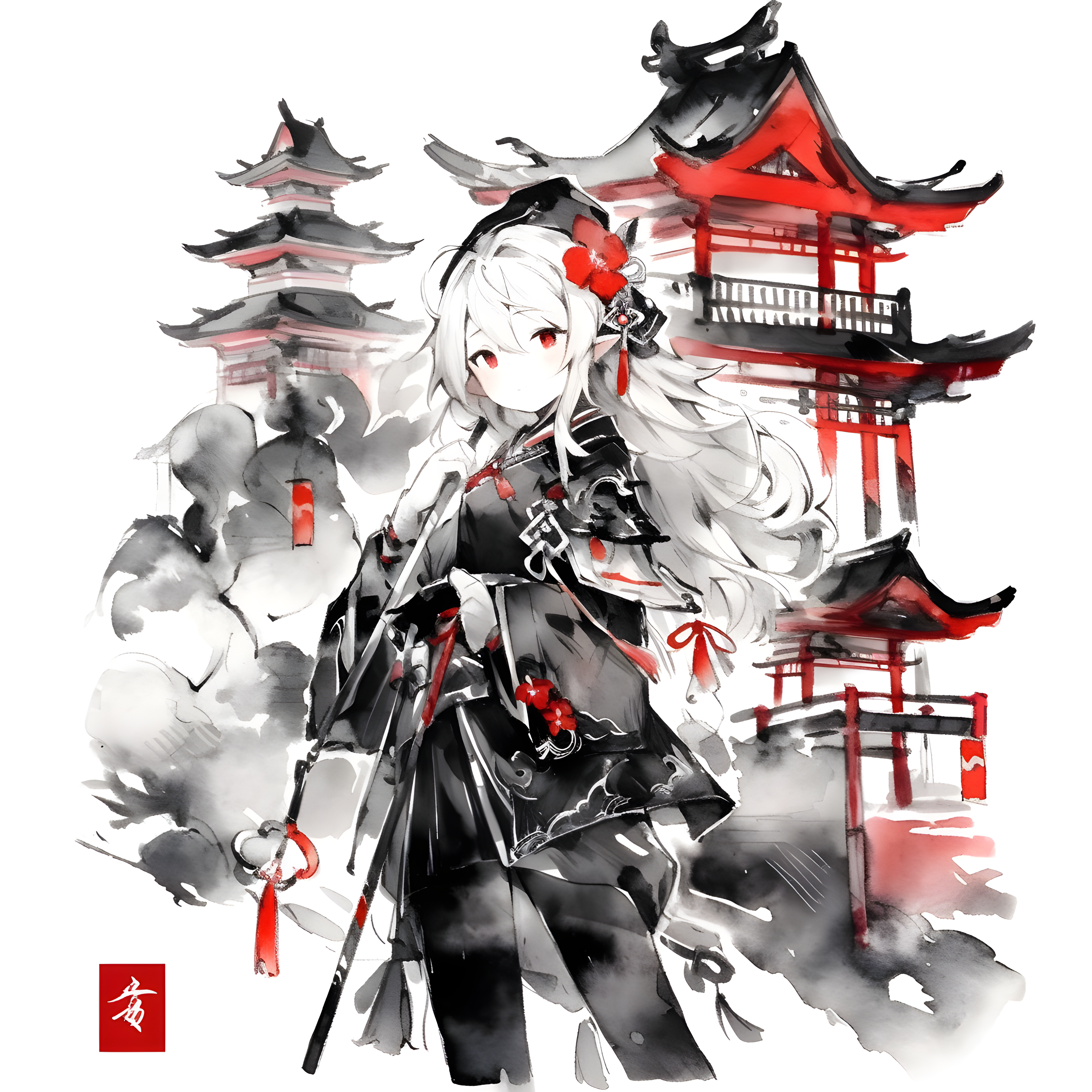 Samurai Girl Wallpaper 3072x3072