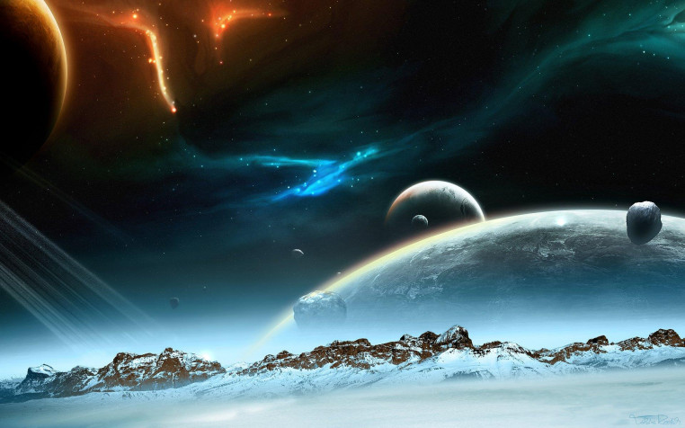 Galaxy Planet Widescreen HD Wallpaper 1920x1200px