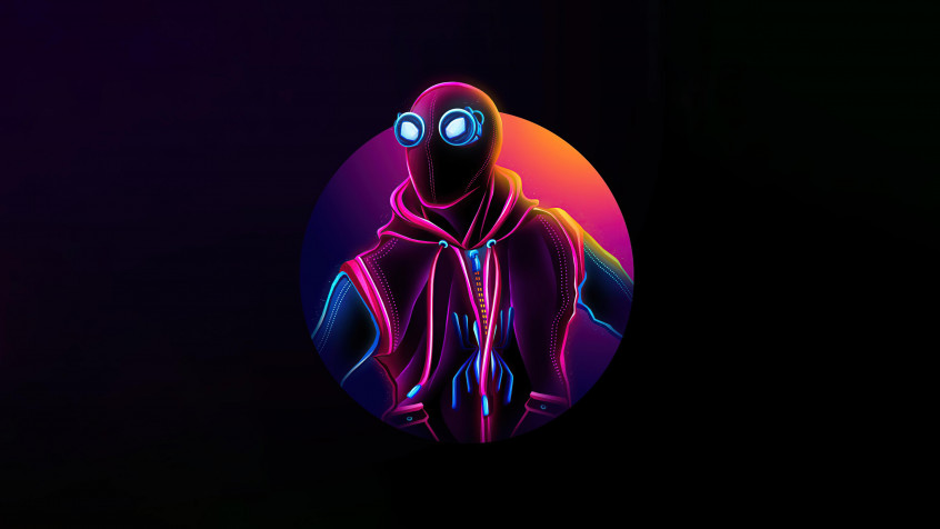 Neon Spider Man Desktop Background 5120x2880px