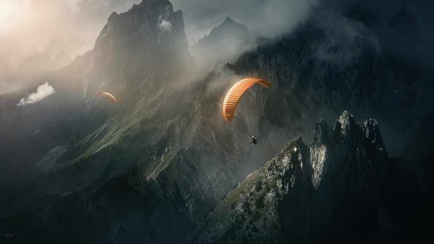 Paragliding Full HD 1080p Wallpaper 1920x1080px