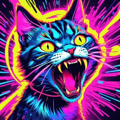 Neon Cat iPhone Wallpaper Image 2880x2880px