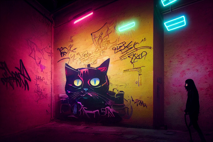 Neon Cat HD Background 2304x1536px