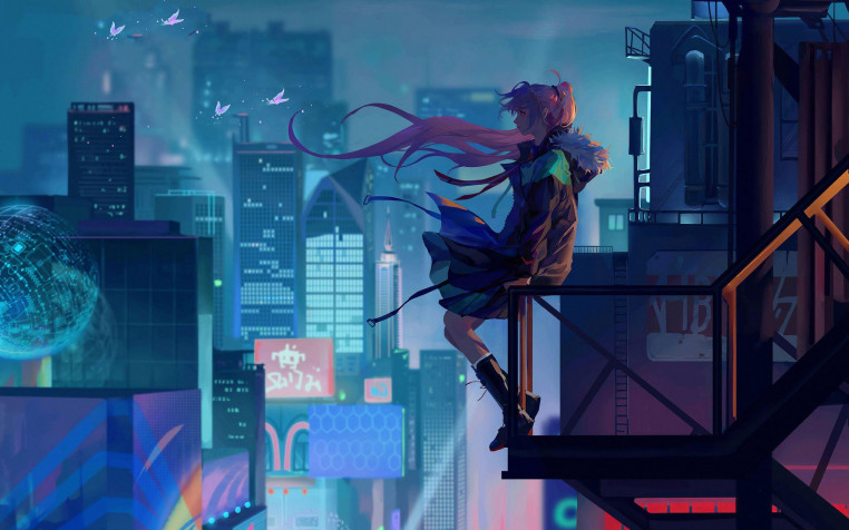 Alone Anime Girl Pc Desktop Wallpaper 2048x1280px