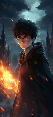 Cartoon Harry Potter iPhone Wallpaper 1463x3171px