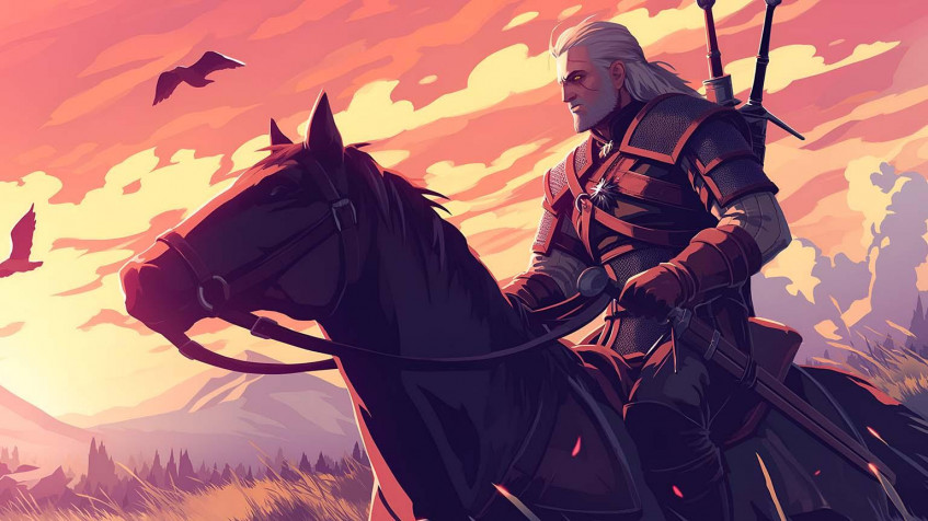 Cartoon The Witcher Desktop HD Wallpaper 1536x864px