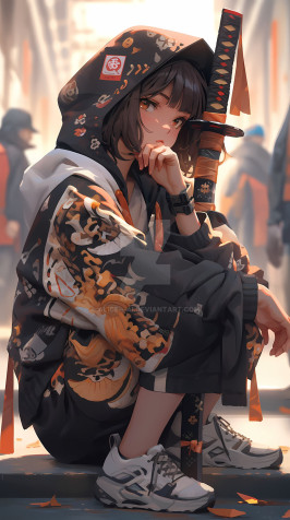 Samurai Girl Wallpaper 900x1606px