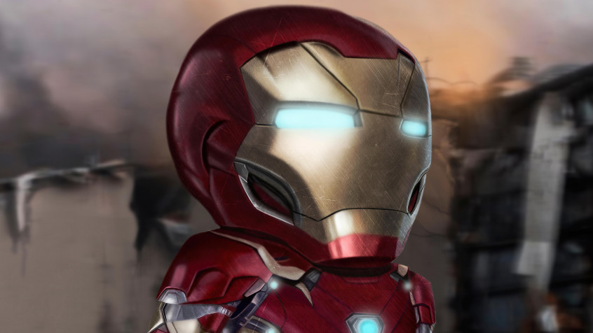 Iron Man Chibi Desktop Background 5120x2880px