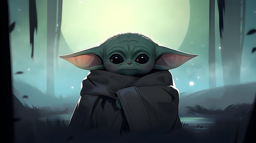 Baby Yoda Desktop Background 1536x864px