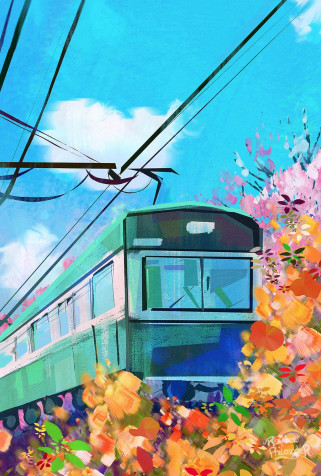 Anime Train Phone HD Background 1024x1517px