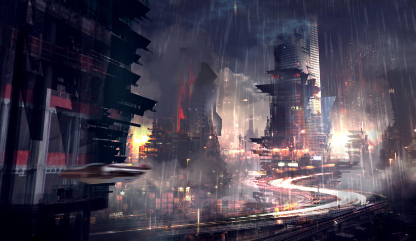 City Rain Desktop HD Wallpaper 3508x2036px