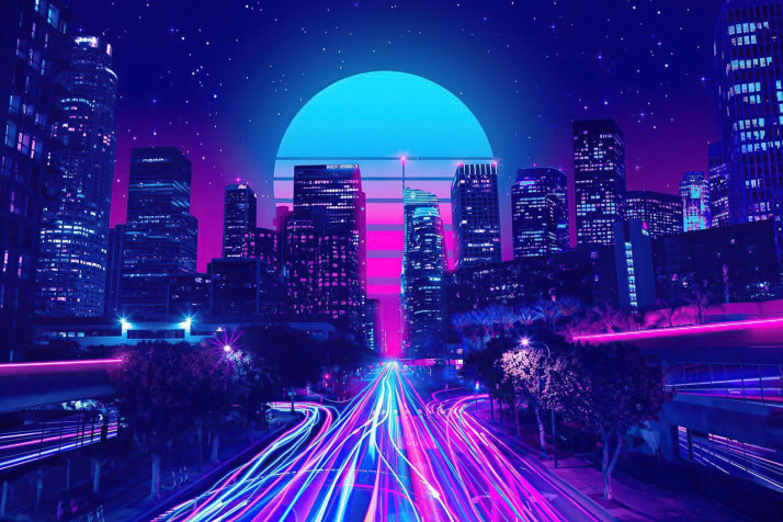 Neon City Background Image 1280x854px