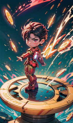 Iron Man Chibi Phone HD Background 1072x1800px