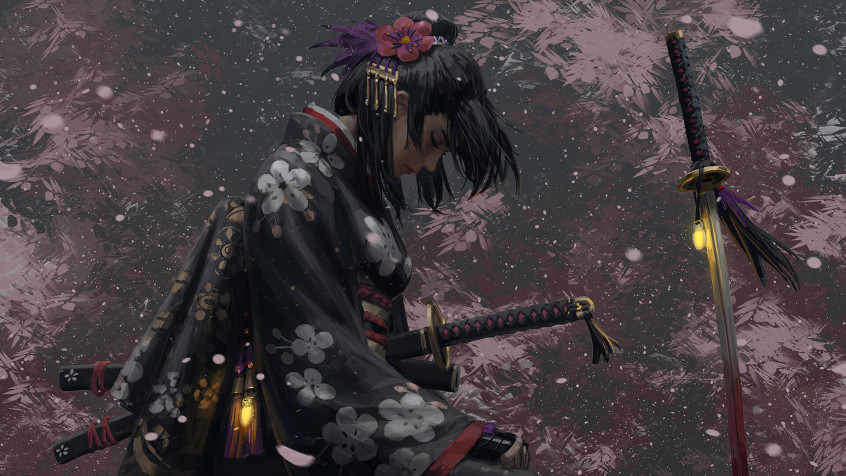 Samurai Girl Wallpaper 1920x1080px