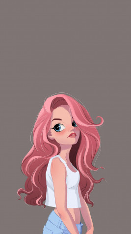 Cartoon Aesthteic Girl Wallpaper for iPhone 1080x1920px