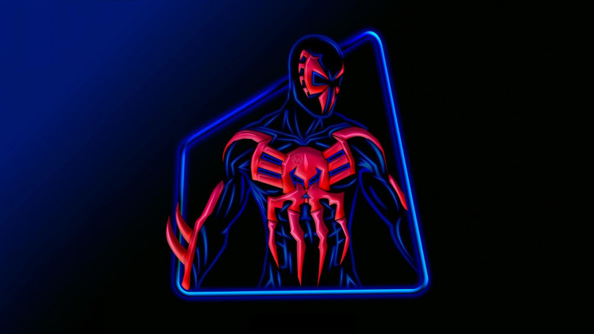 Neon Spider Man Background Image 1366x768px