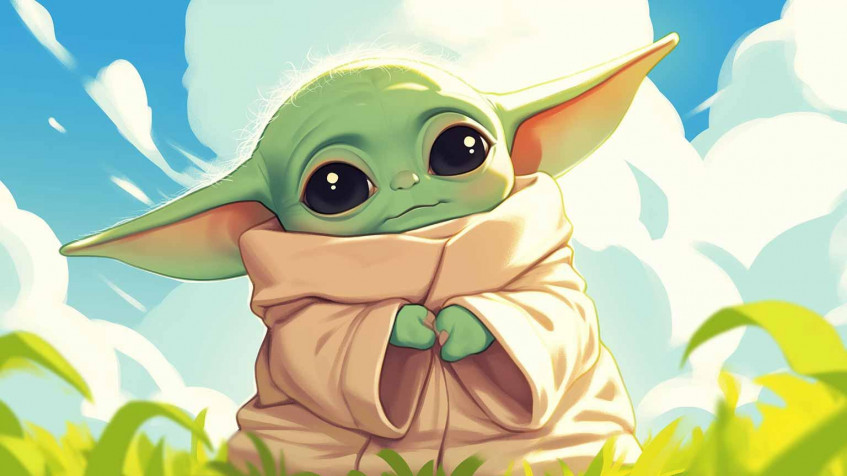 Baby Yoda Desktop Background 1536x864px