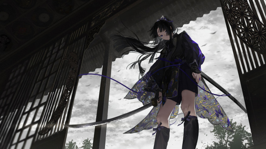 Anime Girl Katana 4k UHD Wallpaper 3840x2160px