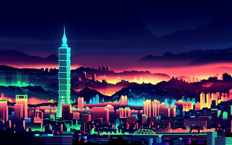 Neon City Retina Widescreen Wallpaper 2880x1800px