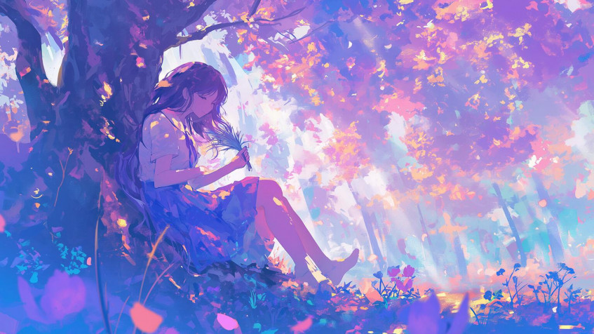 Cute Anime Girl Desktop Wallpaper 1536x864px