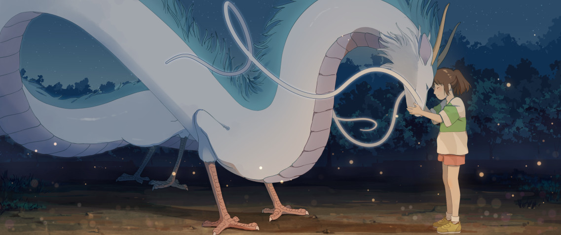 Haku Spirited Away UltraWide QHD Wallpaper 3440x1440px