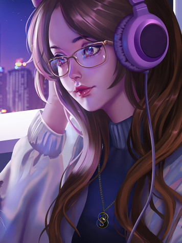 Sunglasses Anime Girl Phone Wallpaper 2048x2732px