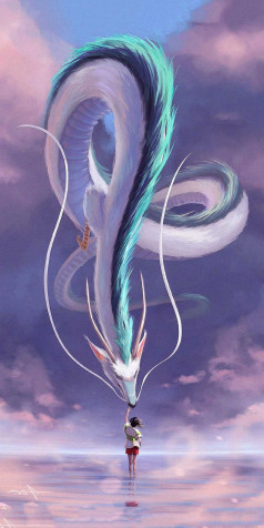 Haku Spirited Away Phone Background 736x1472px