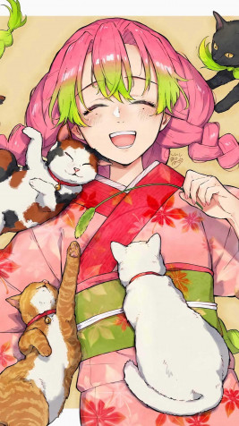 Mitsuri Kanroji Phone HD Background 1440x2560px