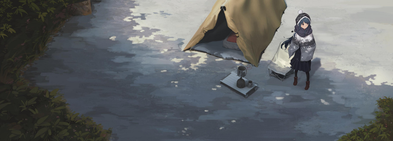 Laid Back Camp MacBook Background 3500x1260px