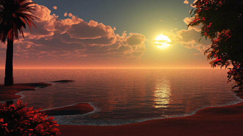 Ocean Sunset Full HD 1080p Wallpaper 1920x1080px