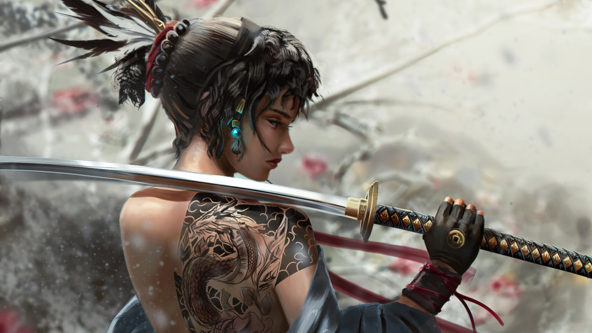 Samurai Girl Wallpaper 1920x1080px