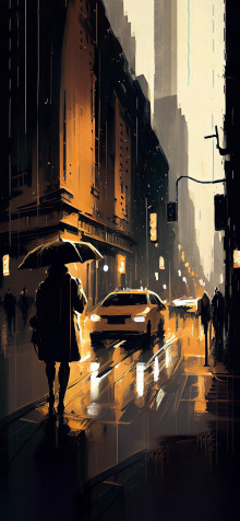 City Rain Phone Wallpaper 1183x2560px