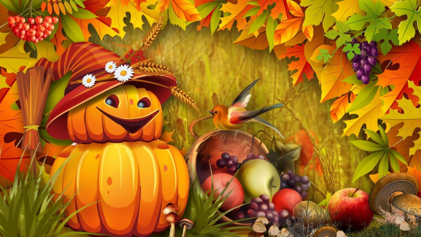 Cute Fall Desktop HD Wallpaper 2400x1350px