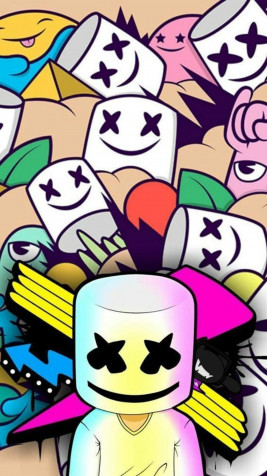 Cartoon Marshmello Wallpaper for iPhone 1440x2560px