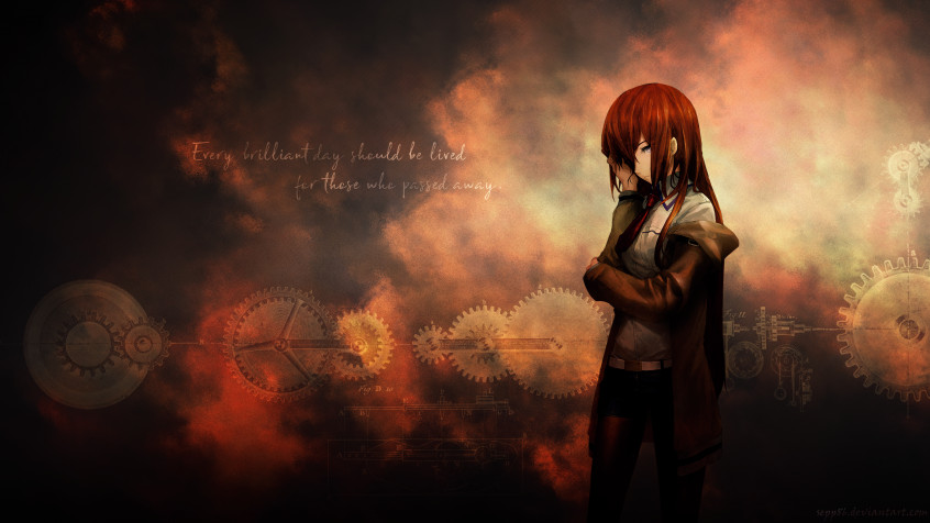 Kurisu Makise Desktop HD Background 3413x1920px