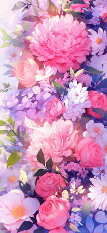 Pink Flowers Phone Background 1183x2560px