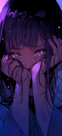 Sad Crying Anime Girl Wallpaper 1463x3171px