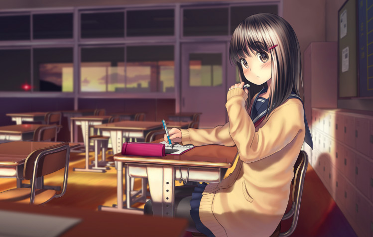 Anime Girl School Uniform HD Background 1920x1220px