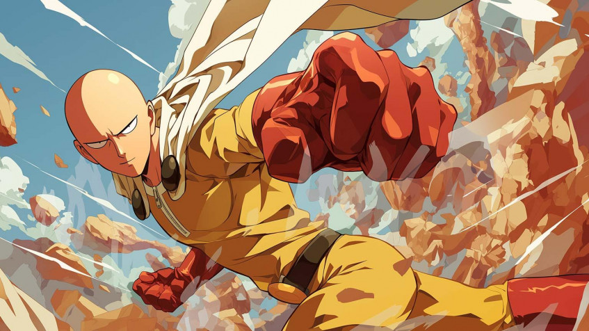 Saitama Desktop HD Background 1536x864px