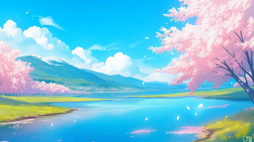 Anime Landscape Laptop Background 1536x864px