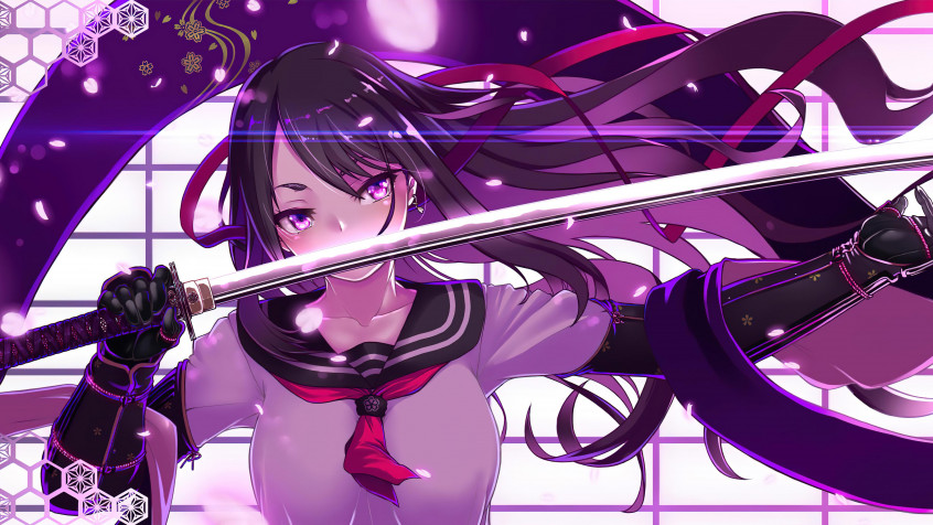 Anime Girl Katana 4k UHD Wallpaper 3840x2160px