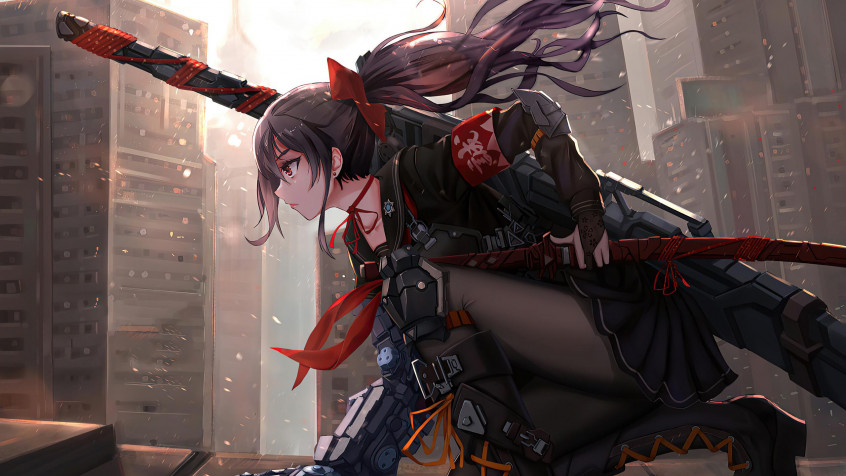 Anime Girl Katana 2k QHD Wallpaper 2560x1440px