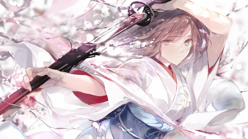 Anime Girl Katana Full HD 1080p Wallpaper 1920x1080px