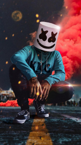 Cartoon Marshmello Phone Background 1080x1920px