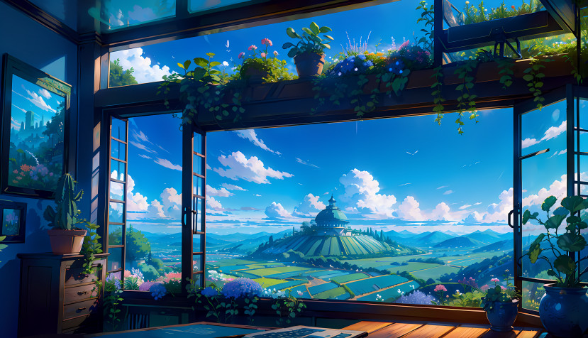 Anime Landscape Desktop Background 3904x2240px