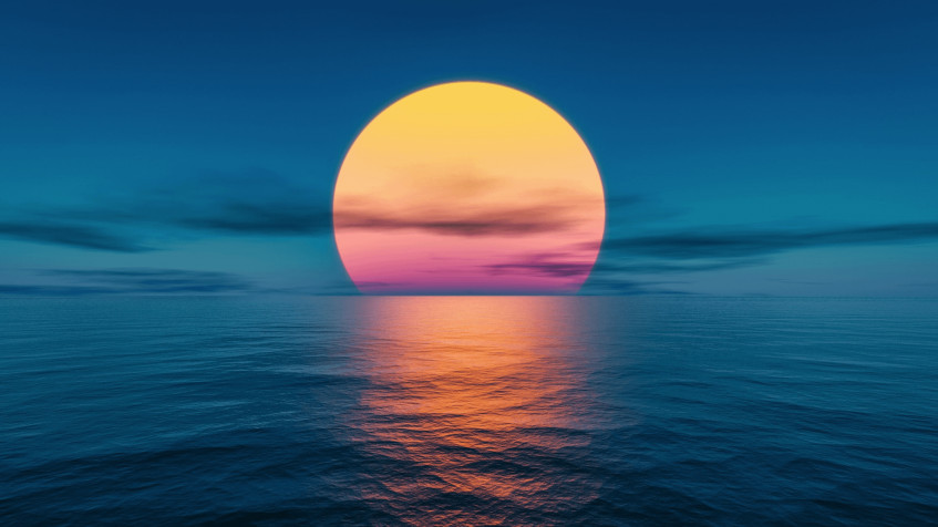 Ocean Sunset Full HD 1080p Wallpaper 1920x1080px