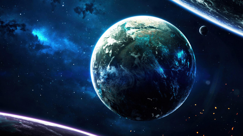 Galaxy Planet 2k QHD Wallpaper 2560x1440px