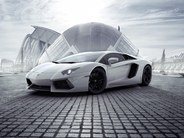 White Lamborghini Laptop Background 7216x5412px