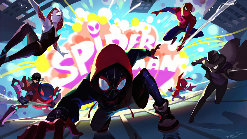 Spiderman Into The Spider Verse 2 Full HD 1080p Wallpaper 1920x1080px