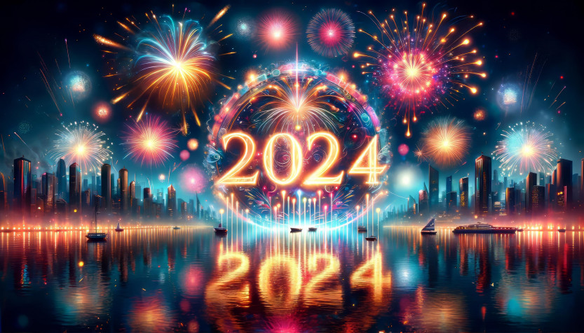 Happy New Year 2024 Wallpaper Image 3584x2048px