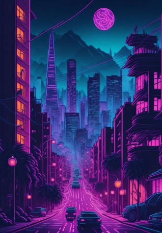 Neon City iPhone Wallpaper Image 903x1300px